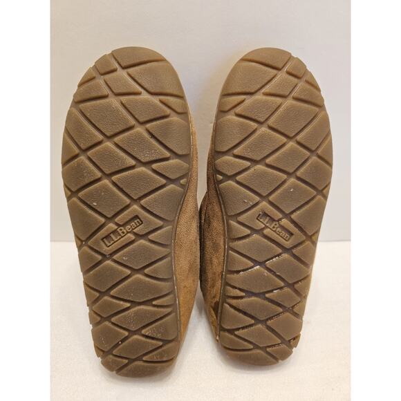 LL Bean Womens 6 M Suede Brown Wicked Good Shearling Lined Venetian Slippers - Picture 8 of 9